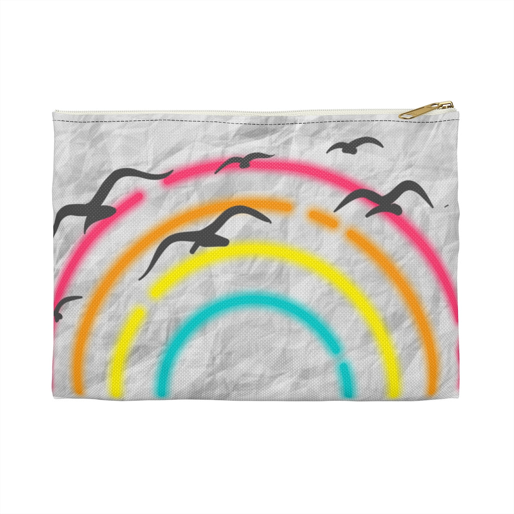 Crinkle Cut Rainbow birds- Make- up / Accessory Pouch